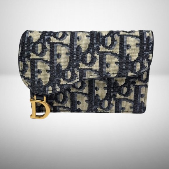 Dior Handbags - CHRISTIAN DIOR NEW SADDLE CARDHOLDER IN OBLIQUE BLUE CANVAS